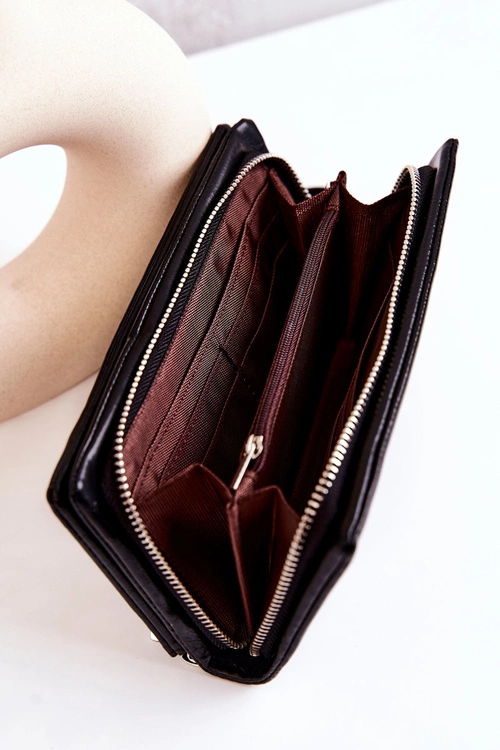 Duży Skórzany Portfel Czarny Rhodes