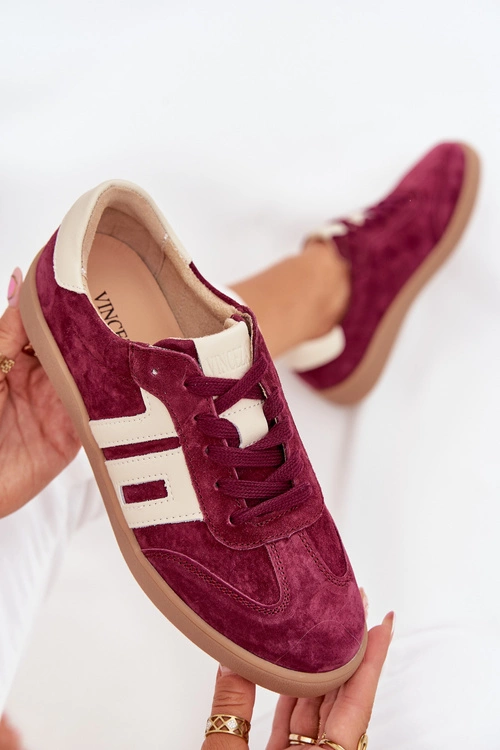 Zamszowe Sneakersy Damskie Vinceza 79557 Bordowe