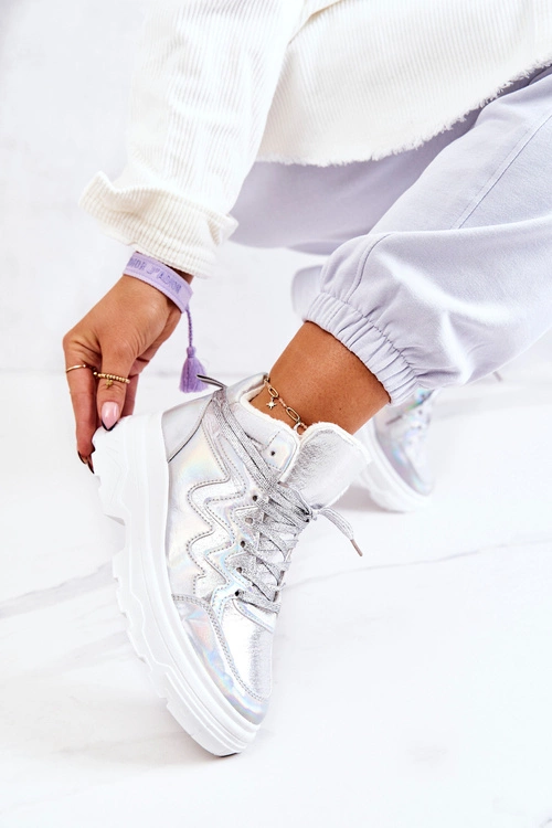 Sportowe Buty Ocieplane Srebrne Joenne