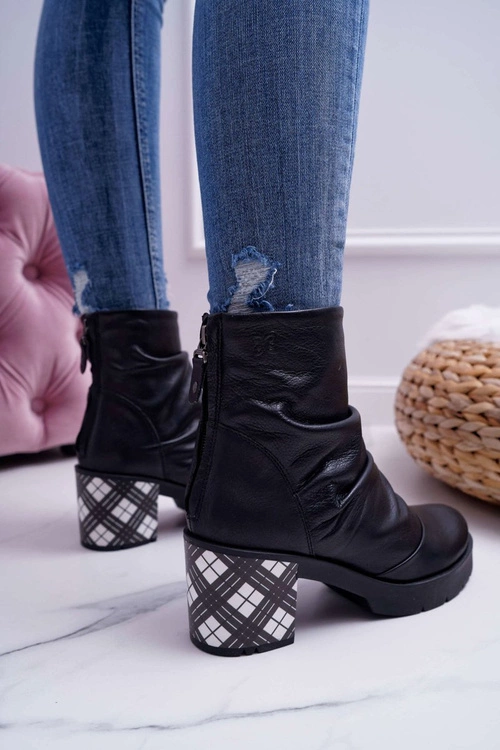 Botki Damskie Skórzane Maciejka Czarne 04216-01