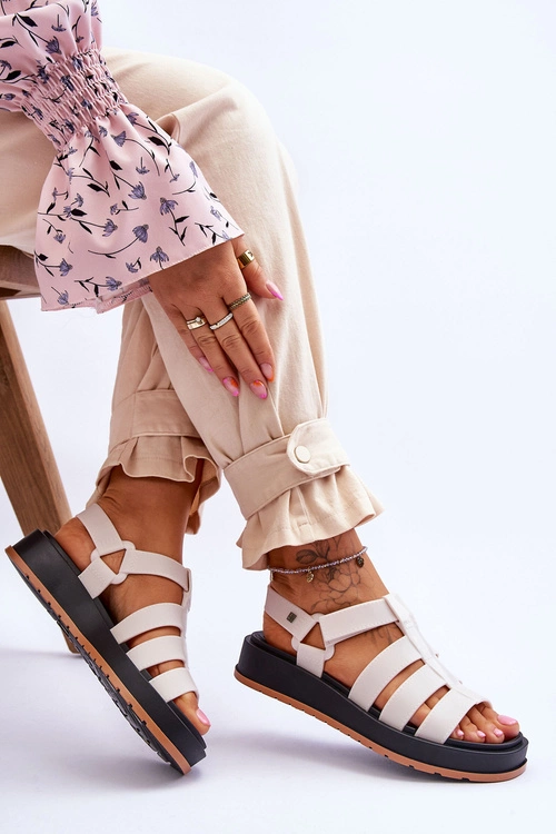 Damskie Wegańskie Sandały Na Rzepy ZAXY JJ285015 Jasnobeżowe