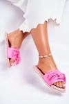 Klapki Damskie Z Kokardką Fuksja Neon Thailand