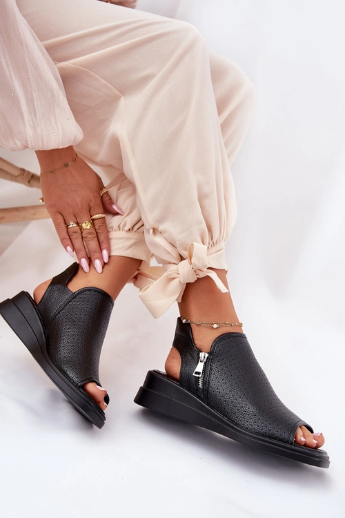 Sandały Damskie Na Koturnie Czarne Mevinette