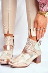 Botki Damskie Na Słupku Maciejka Beżowe 03410-04