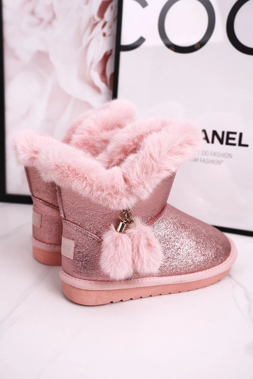 Dziecięce Ocieplane Śniegowce Z Pomponami Różowe Clara