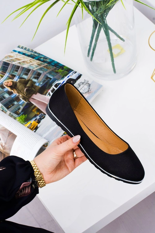 Baleriny Damskie Eleganckie Satynowe Czarne Komiko