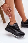 Skórzane Damskie Sneakersy Na Platformie Big Star RR274873 HI-POLY SYSTEM Czarne