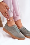 Zamszowe Niskie Sneakersy Damskie Zielone Paliana