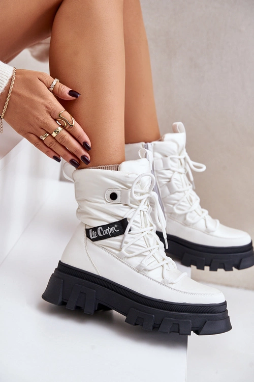 Śniegowce Damskie Na Zamek Lee Cooper LCJ-24-47-3142 Białe