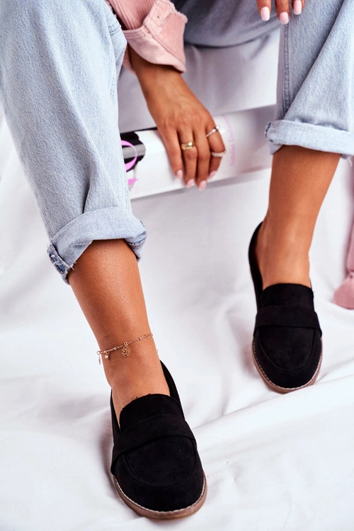 Damskie Półbuty Zamszowe Czarne Cintra