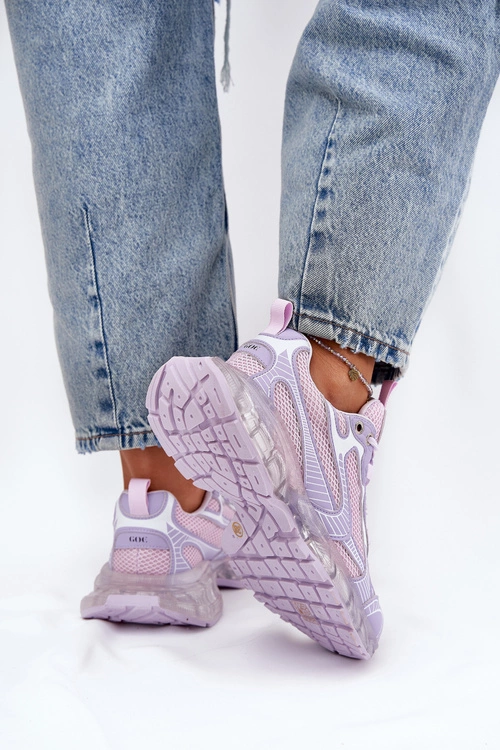 Skórzane Sneakersy Damskie GOE RR2N4081 Fioletowe