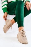 Sportowe Buty Sneakersy Materiałowe Ciemnobeżowe Nolene