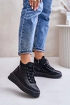 Lekkie Skórzane Buty Sportowe Na Platformie Artiker 55C1041 Czarne