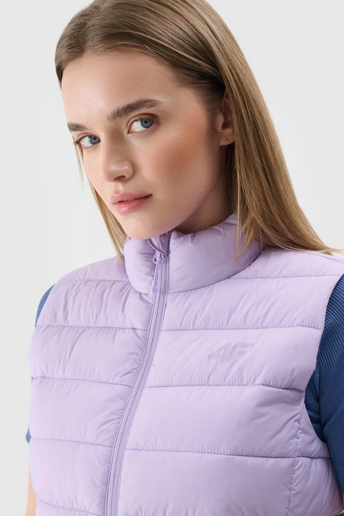 Bezrękawnik Damski Puchowy Ze Stójką 4F 4FWAW24TVJAF139-52S Fioletowy