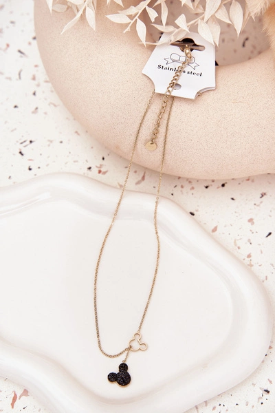 Łańcuszek Ze Stali Nierdzewnej Myszka Miki Złoty