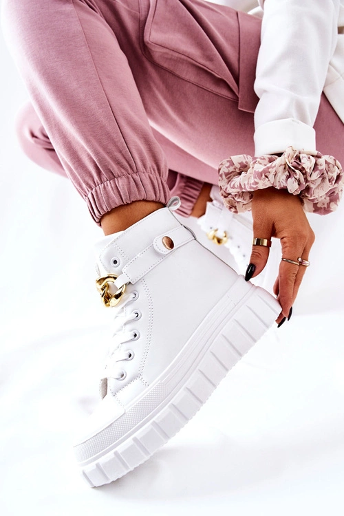 Wysokie Trampki Na Platformie Białe Standies