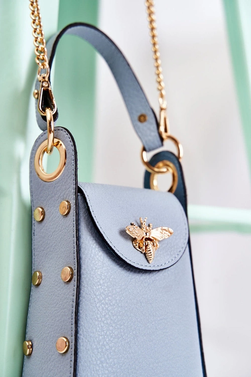 Mała Damska Torebka Z Ozdobą Niebieska Ellies