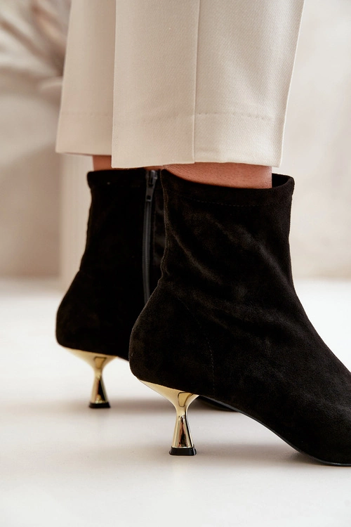 Botki Damskie Na Szpilce Eko Zamszowe Z Noskami W Szpic Czarne Irithare