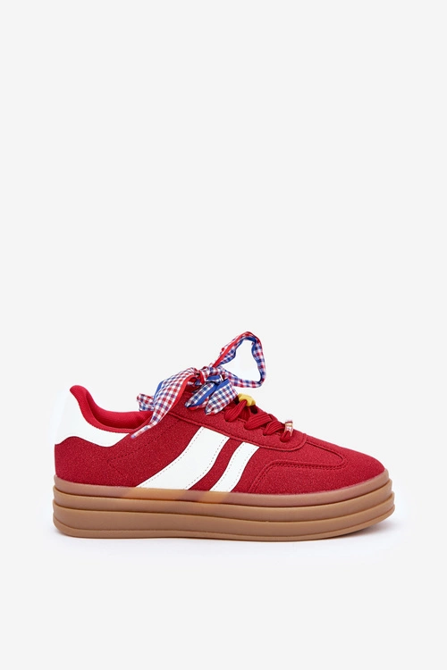 Sneakersy Damskie Z Przypinkami Czerwone Jariana
