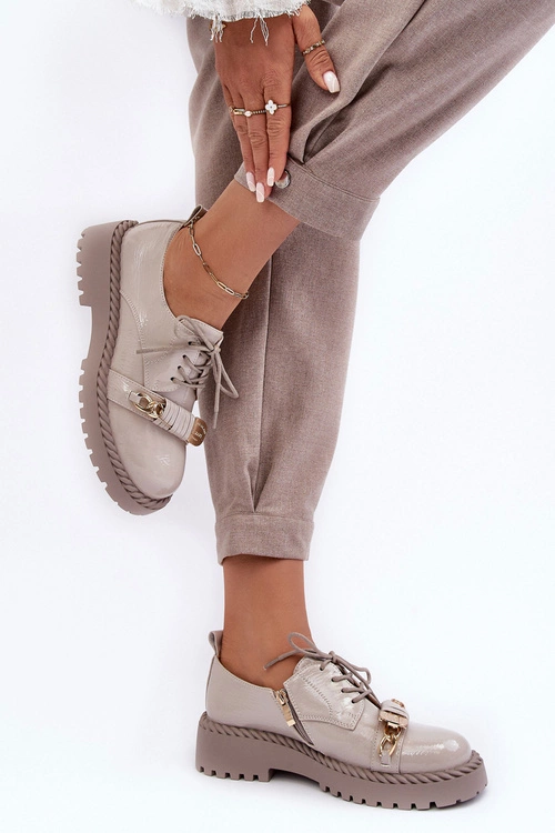 Damskie Lakierowane Półbuty D&A MR870-81 Szare