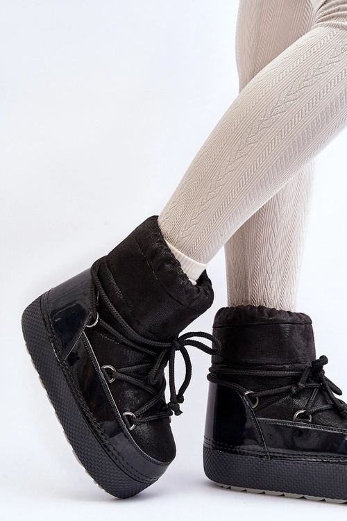 Damskie Śniegowce Z Wiązaniem Czarne Toolsa