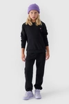 Dziewczęca Nierozpinana Bluza Z Kapturem Gładka Czarna 4F 4FJWMM00TSWSF1316-20S
