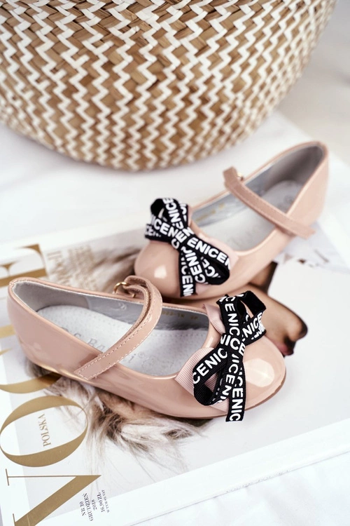 Dziecięce Beżowe Balerinki na Rzep Barski Mindi