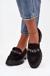 Mokasyny Damskie Z Kryształkami Eko Zamszowe Czarne Lavisse