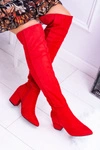 Czerwone Damskie Kozaki Zamszowe Za Kolano Feluni