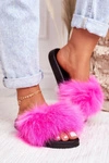 Damskie Klapki z Futerkiem Fuksja Belmondo