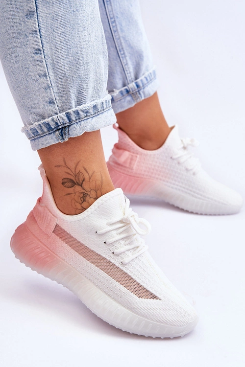 Wsuwane Buty Sportowe Ombre Biało-Różowe Boston