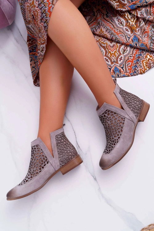 Botki Damskie Wiosenne Kowbojki Szare 2366 Draw