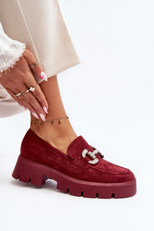 Damskie Mokasyny Z Ozdobą Bordowe Ellise