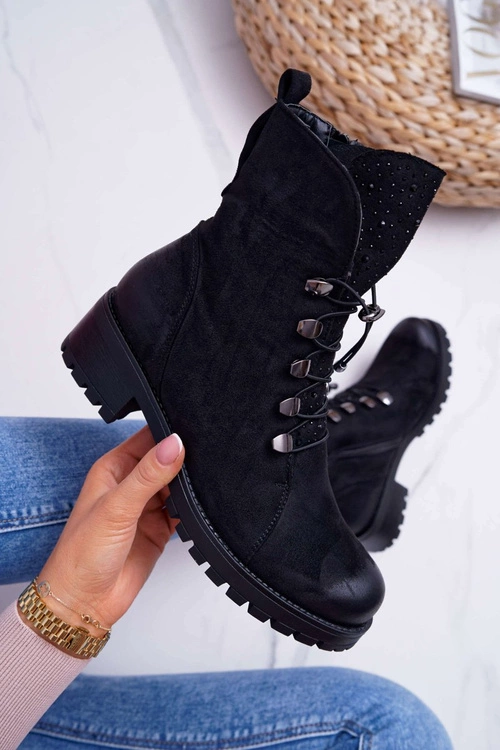 Damskie Botki Wysokie Czarne Barski 18-52