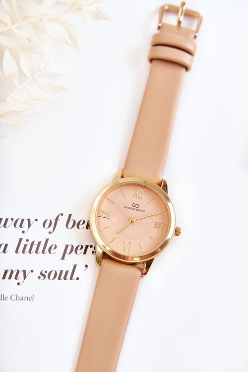 Damski Zegarek Na Skórzanym Pasku Giorgio&Dario Beżowy