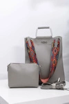 Damska Duża Szara Torba Worek Nobo z Mini Torebką