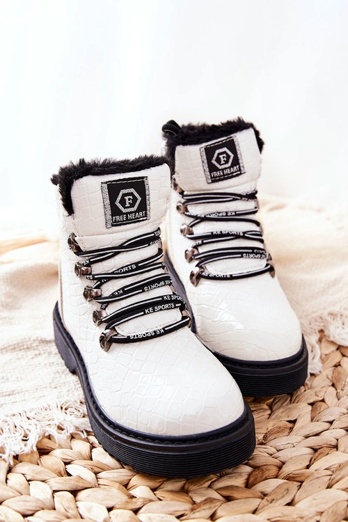 Dziecięce Ocieplane Futerkiem Botki Białe Doreen