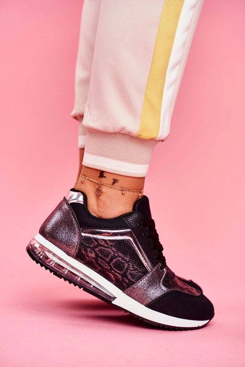 Sportowe Damskie Buty Sneakersy Czarne Helly