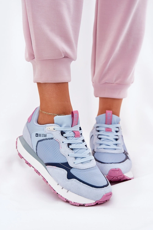 Zamszowe Lekkie Buty Sportowe Damskie Big Star RR274236 HI-POLY SYSTEM Niebieskie