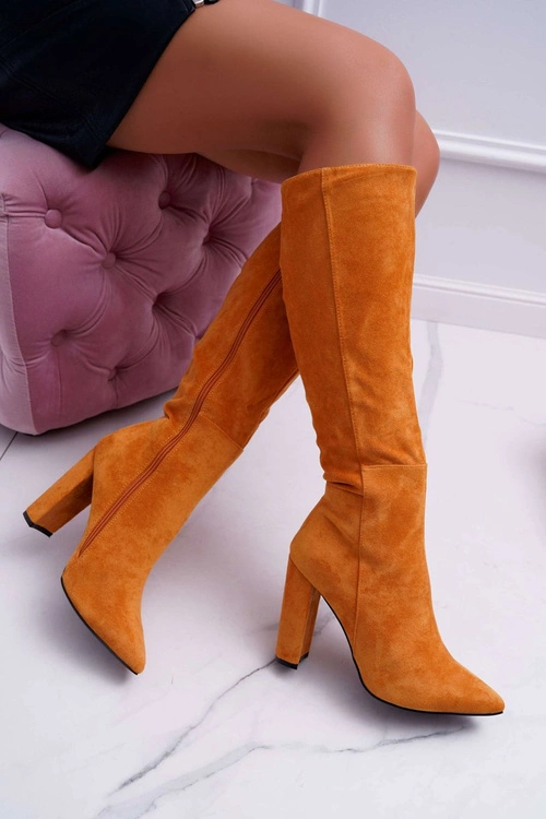 Kozaki Damskie Na Słupku Do Kolan Camel Warden