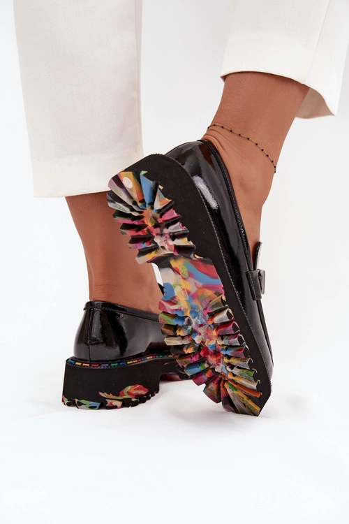 Półbuty Mokasyny Damskie Z Lakierowanej Skóry Artiker 57C0070 Czarne