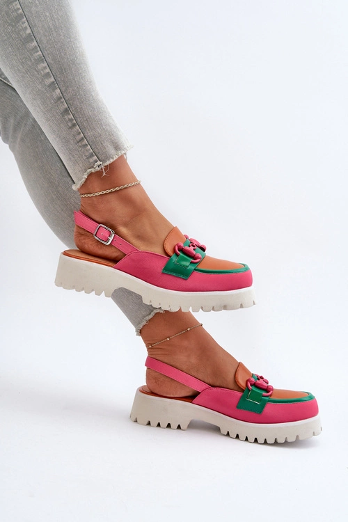 Sandały Damskie Na Płaskim Obcasie Z Ozdobą Pomarańczowe D&A MR38-656