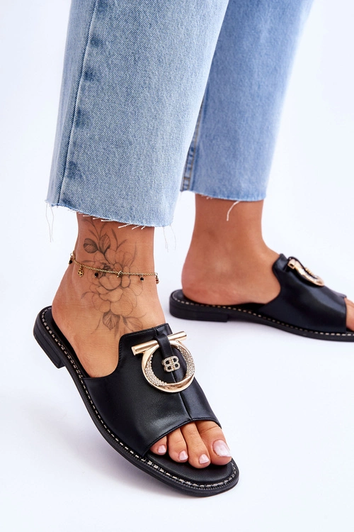 Klapki Skórzane Comfort Shoes S.Barski KV-2775-32 Czarne