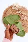 Lekkie Piankowe Klapki Z Misiem Zielone Relif