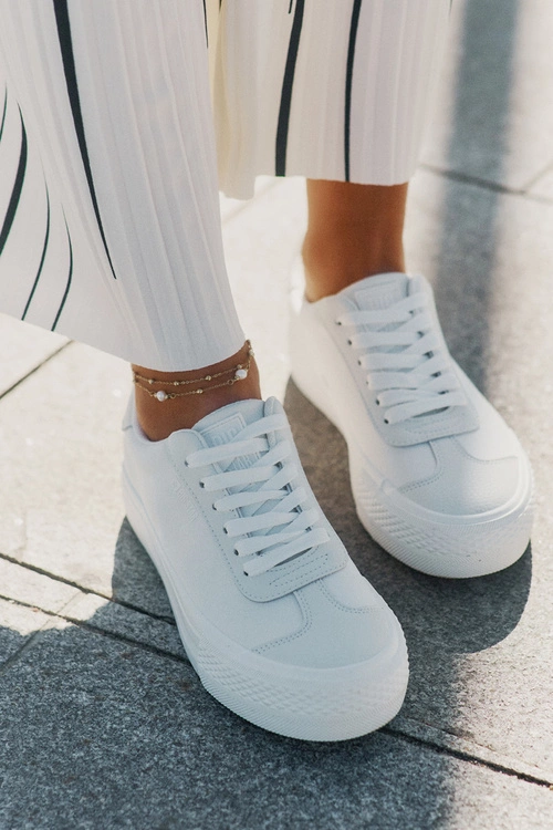 Trampki Damskie Na Platformie Big Star RR274337 Białe