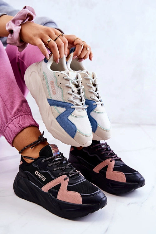 Damskie Sneakersy Memory Foam Big Star JJ274599 Czarno-Różowe
