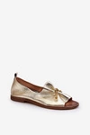 Zazoo 2660 Skórzane Baleriny Damskie Złote