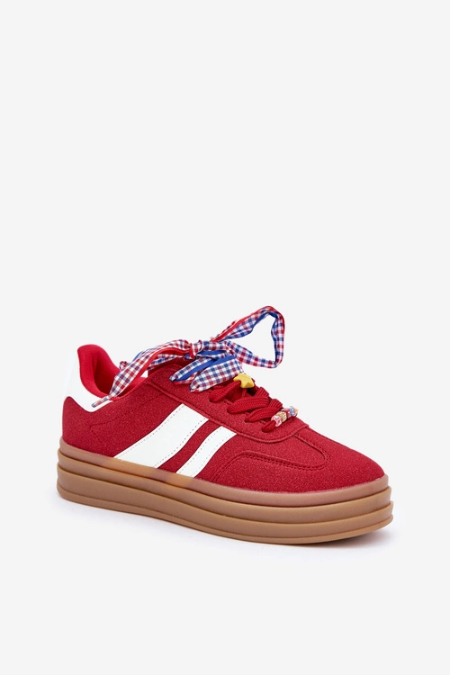 Sneakersy Damskie Z Przypinkami Czerwone Jariana