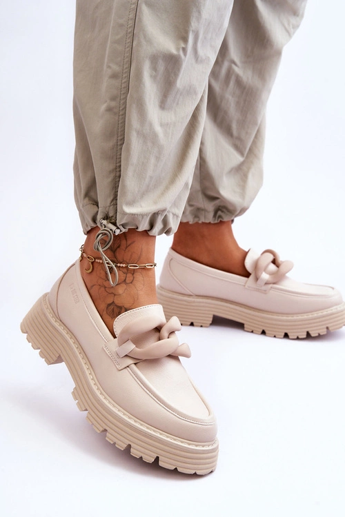 Skórzane Mokasyny Półbuty Big Star LL274581 Beżowe