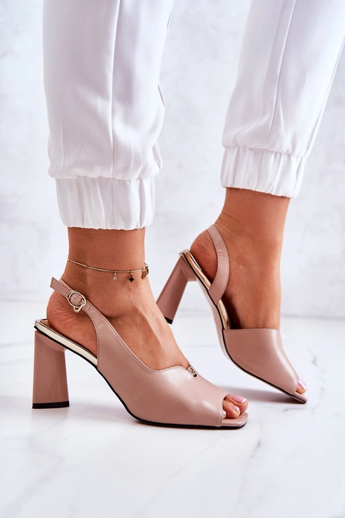 Zamszowe Sandałki Na Słupku Beżowe Fiorine